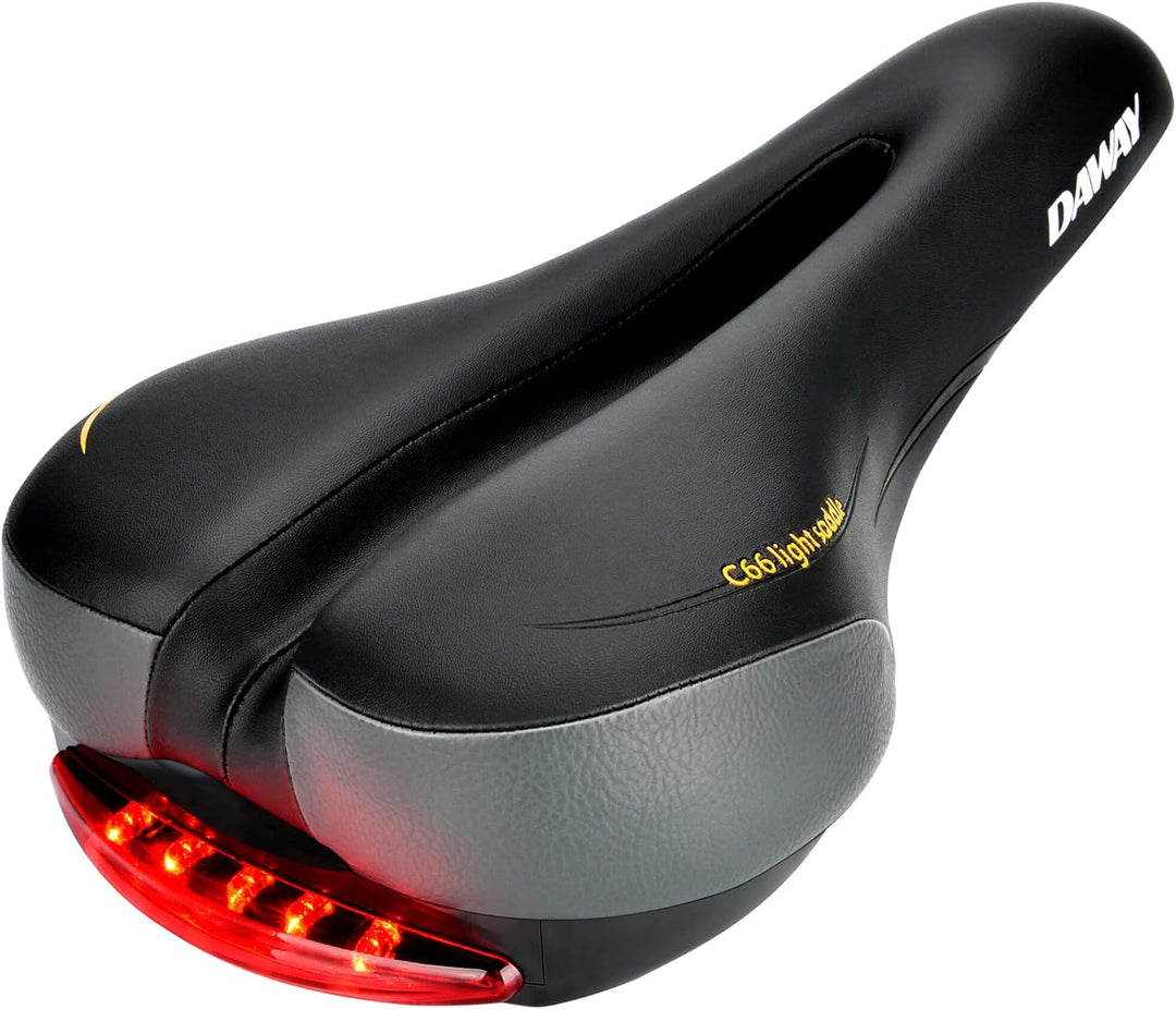 DAWAY C99 Ergonomisch Fahrradsattel für Damen Herren - Bequemer Fahrradsitz, Breiter Weicher Leder F