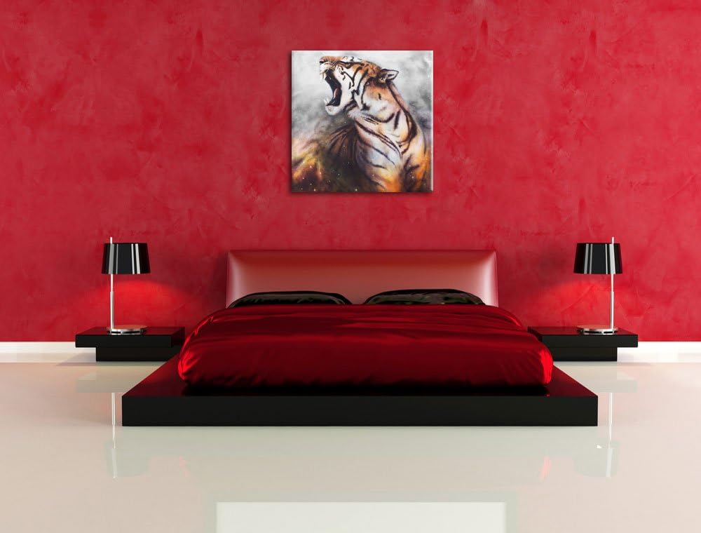 Pixxprint Gemälde eines Tigers als Leinwandbild/Grösse: 70x70 cm/Wandbild/Kunstdruck/fertig bespannt