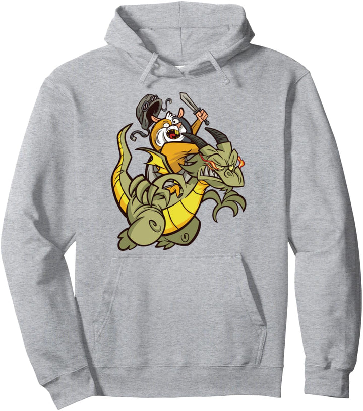 Lustiger reitender Hamster auf Drachen Cartoon Pullover Hoodie