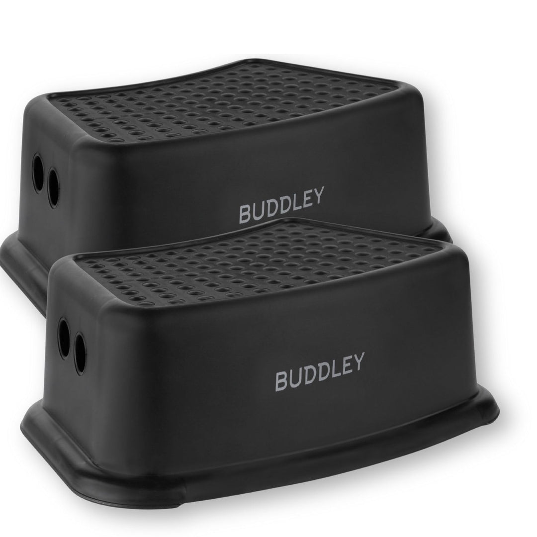 BUDDLEY Trittstufe Schwarz Set (2X) - Trittstufe Kinder - Hocker Badezimmer - Küchenstufe Trittstufe