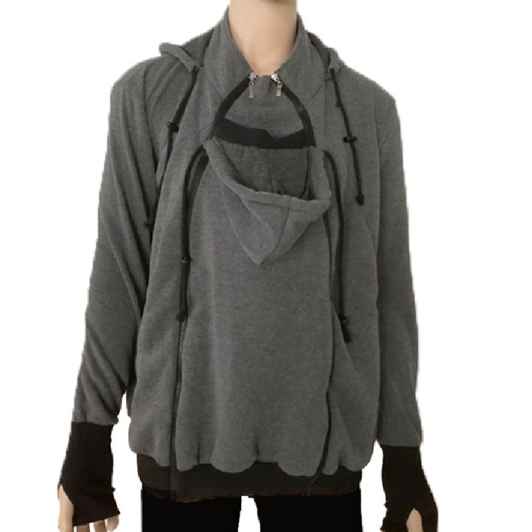 Känguru Hoodie Babytrage Männer Pullover Winter Warme Babytrage Mantel L Grau, L Grau