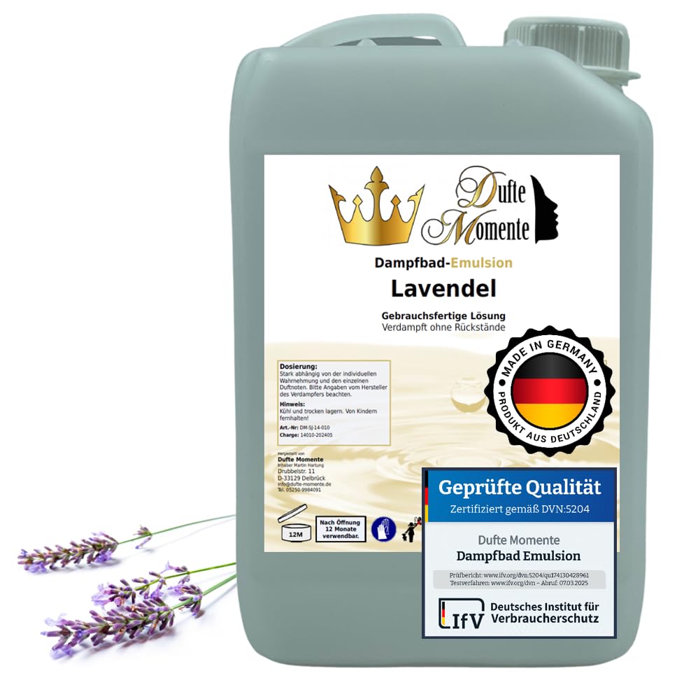 Dufte Momente | Dampfbad Emulsion 3 Liter Lavendel | geprüfte Qualität | mit naturreinen und natürli