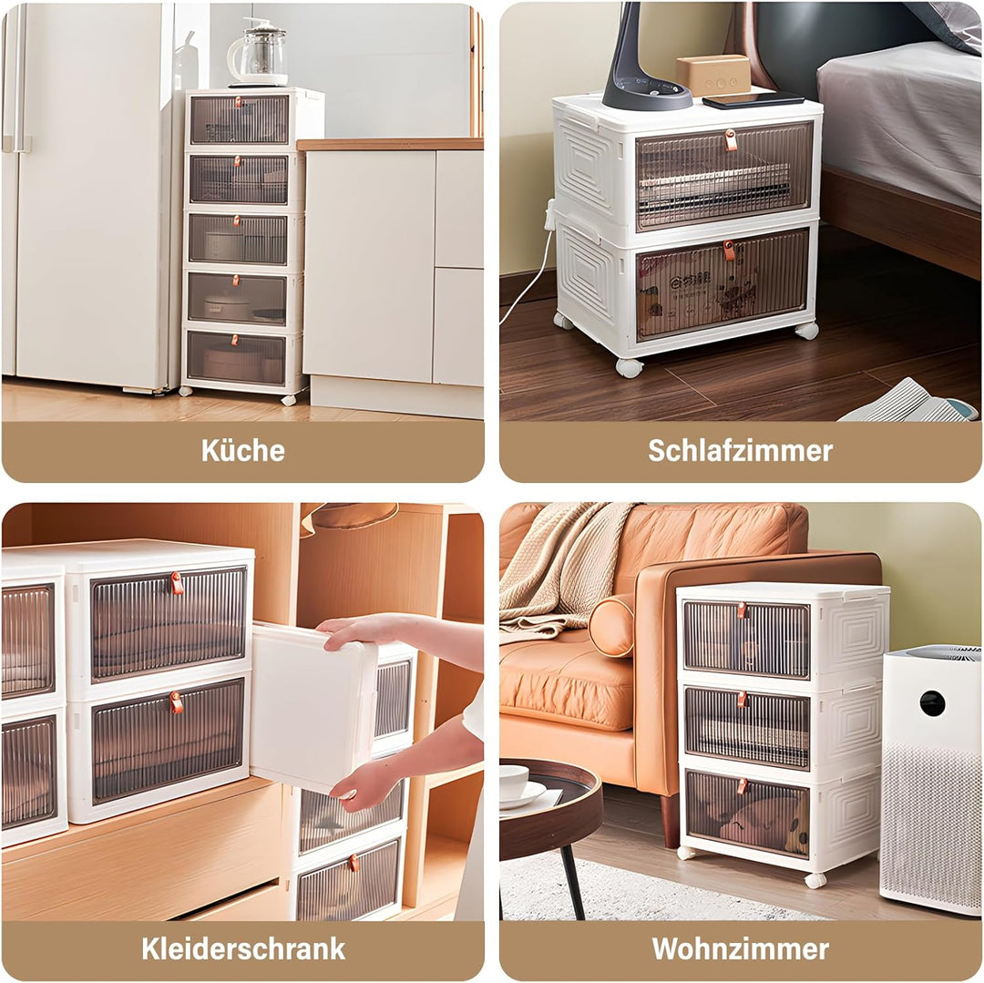 BTGGG 3 Tier Aufbewahrungsbox mit Deckel, 20L*3 Kunstoffboxen Aufbewahrungsboxen Stapelbar Plastikbo