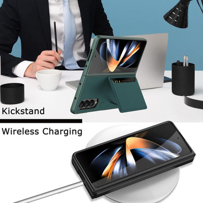 NINKI für Samsung Galaxy Z Fold 4 Hülle mit Kreditkartenhalter, Fold 4 Kickstand Handyhülle mit Brie