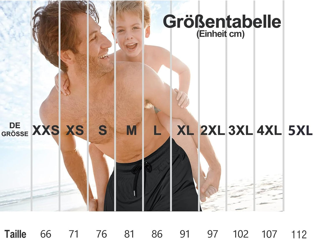 ineepor Badehose Herren mit Kompression Badehose mit innenhose Board Shorts 2 in 1 Reissverschlussta