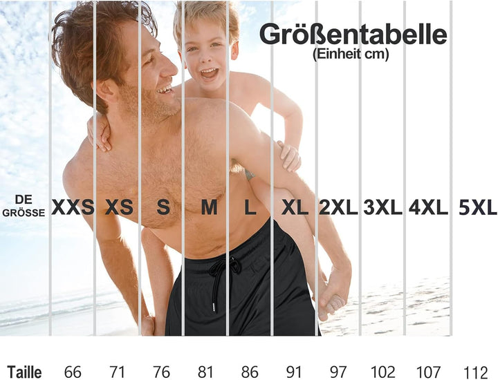 ineepor Badehose Herren mit Kompression Badehose mit innenhose Board Shorts 2 in 1 Reissverschlussta