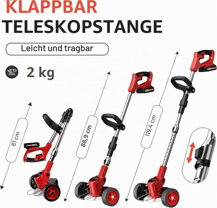 Rasentrimmer mit 2X 2000mAh Akku,48V Rasenkantenschneider mit 3 Arten von Schneidklingen,Freischneid