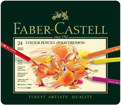 Faber-Castell 110024 - K?nstlerfarbstift, 24 Polychromos Metalletui (24er Metalletui | inkl. Radiere