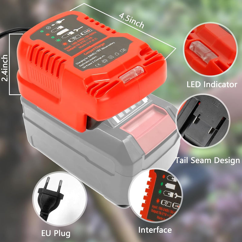 Ladegerät Ersatz für Einhell 18V Power X-Change Akku, Tragbares Mini Schnellladegerät mit LED Anzeig