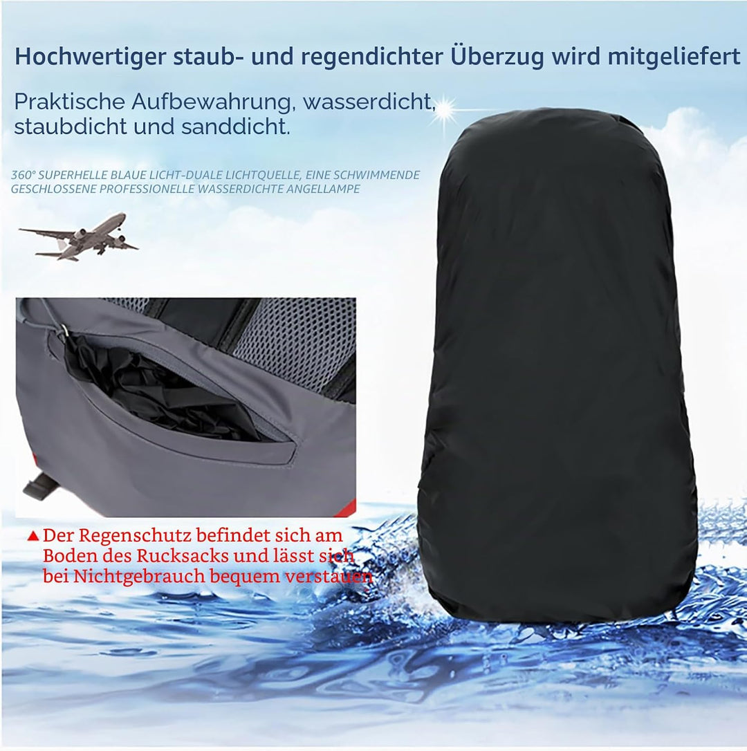 Bseash 60L Wasserdichter leichter Wanderrucksack mit Regenschutz, Outdoor Sport Tagesrucksack Multif