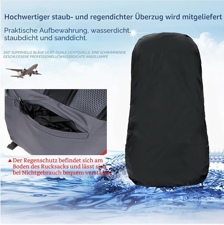 Bseash 60L Wasserdichter leichter Wanderrucksack mit Regenschutz, Outdoor Sport Tagesrucksack Multif