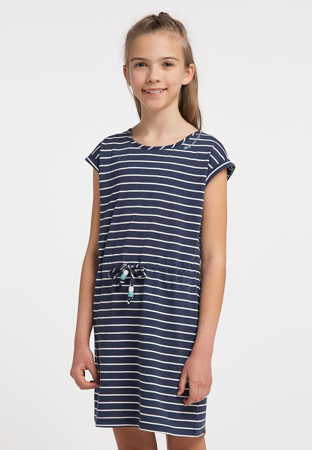 Ragwear Mädchen Kleid Lippi Stripes Dress Sommerkleid gestreift Marine aus weicher Baumwolle 128 Nav