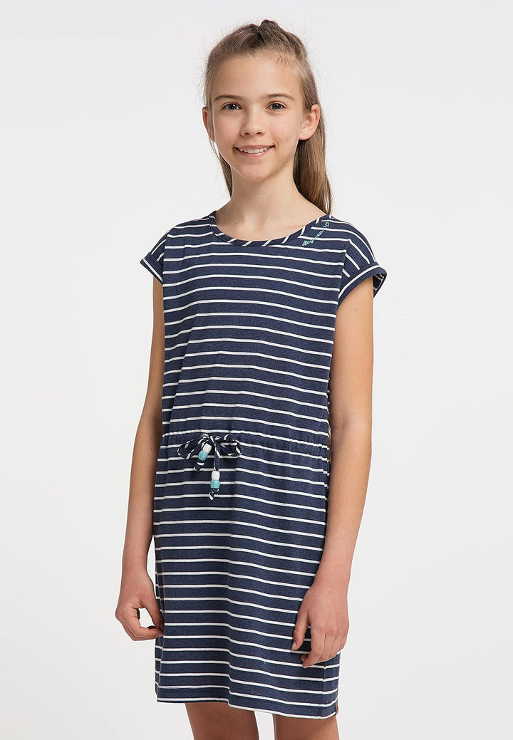 Ragwear Mädchen Kleid Lippi Stripes Dress Sommerkleid gestreift Marine aus weicher Baumwolle 128 Nav