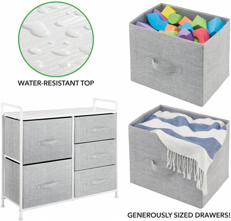 mDesign Kommode aus Stoff – schmaler Schrank Organizer mit 5 Schubladen – praktisches Aufbewahrungss