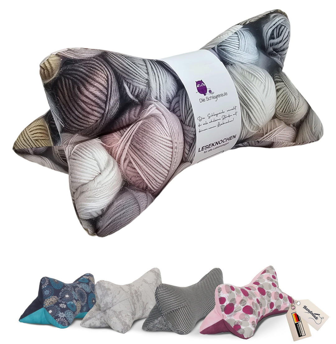 Leseknochen Nackenkissen Handmade in D, waschbar (Wollknäule), Wollknäule
