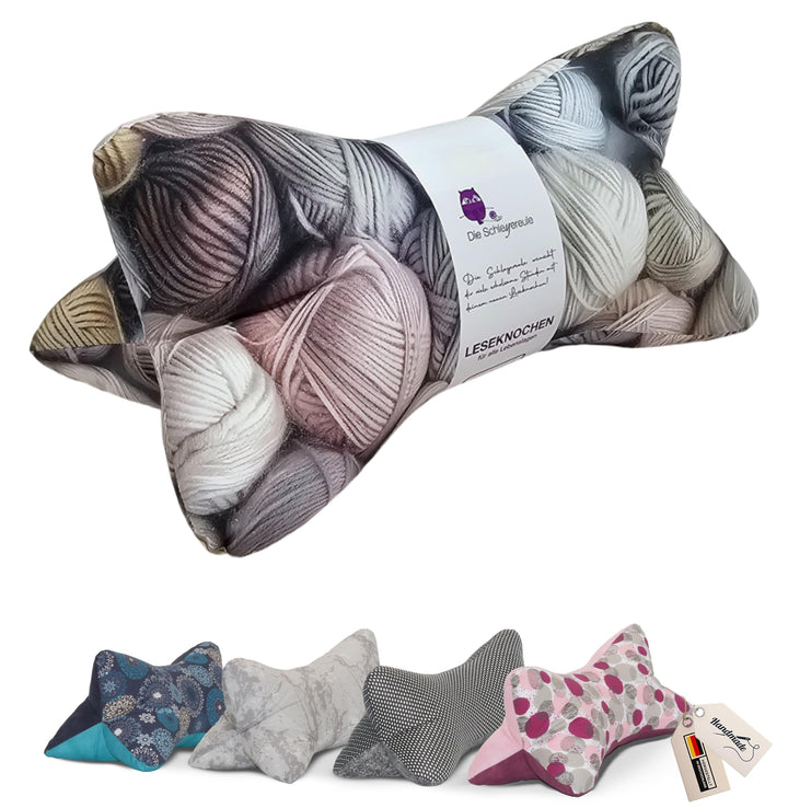 Leseknochen Nackenkissen Handmade in D, waschbar (Wollknäule), Wollknäule