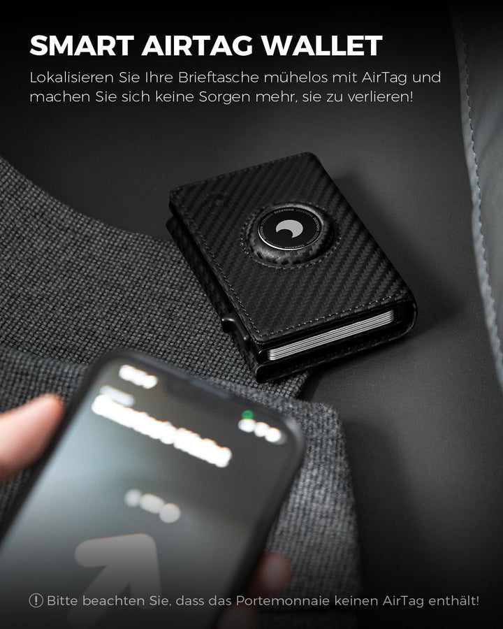 DODENSHA® AirTag* Wallet mit RFID Schut I Geldbörse Herren mit Münzfach I Smart Airtag Wallet Klein