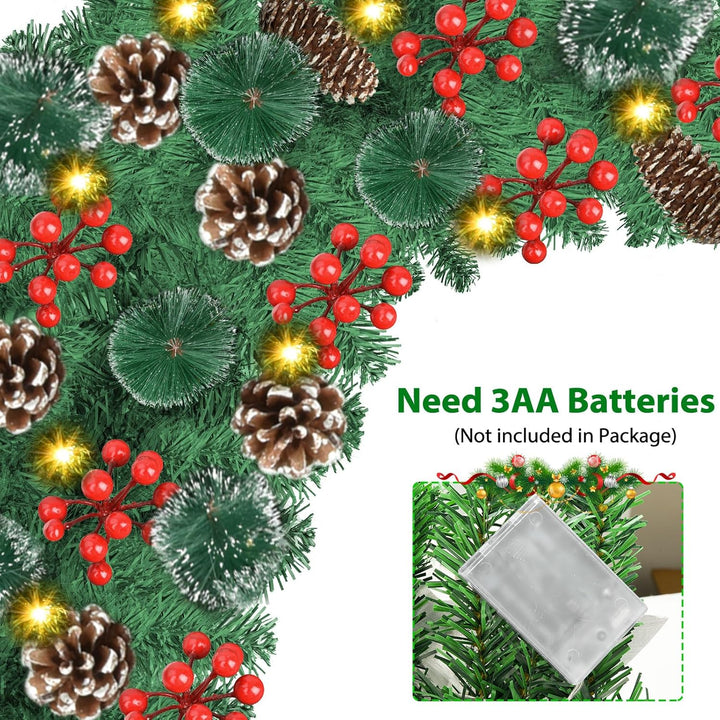 Timiyou Weihnachtsgirlande, 9Ft Tannengirlande mit Tannenzapfen und Rote Beere, Christmas Decoration