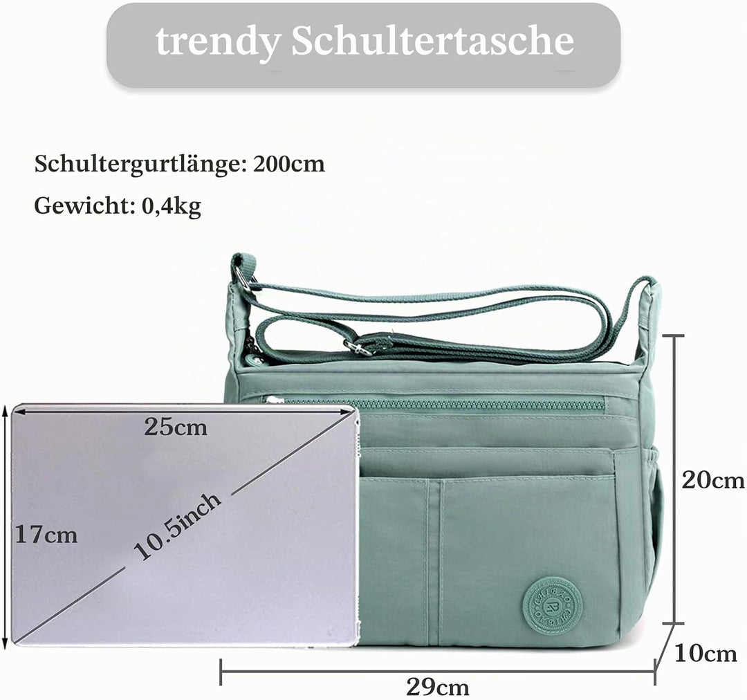 FANDARE Casual Schultertasche Damen Leichte Umhängetasche Wasserdicht Nylon für Sporttasche Arbeitst
