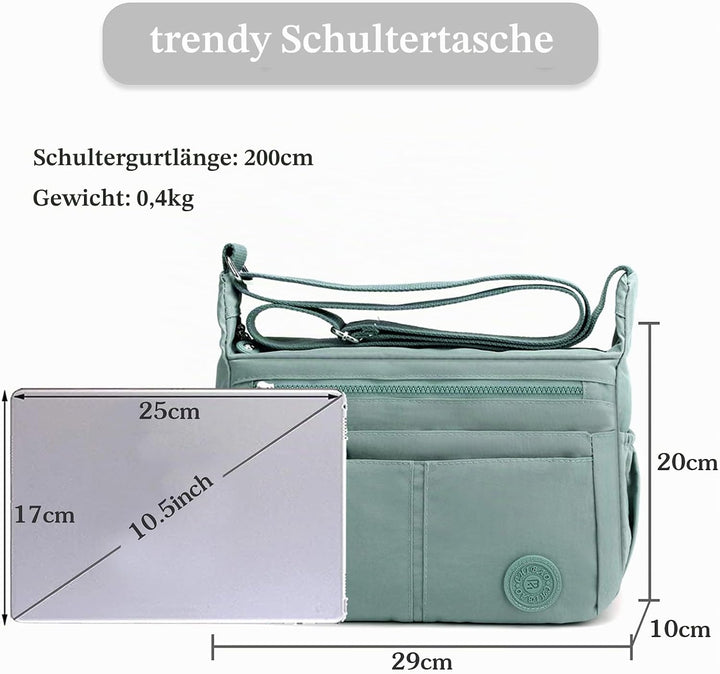 FANDARE Casual Schultertasche Damen Leichte Umhängetasche Wasserdicht Nylon für Sporttasche Arbeitst