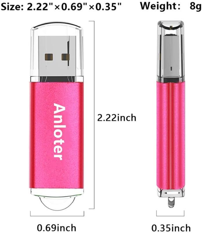 Anloter USB-Speicherstick, 50 Stück, für Computer, Laptop, Mac, Tablet, Geschenk (128 MB, Rosarot) 1