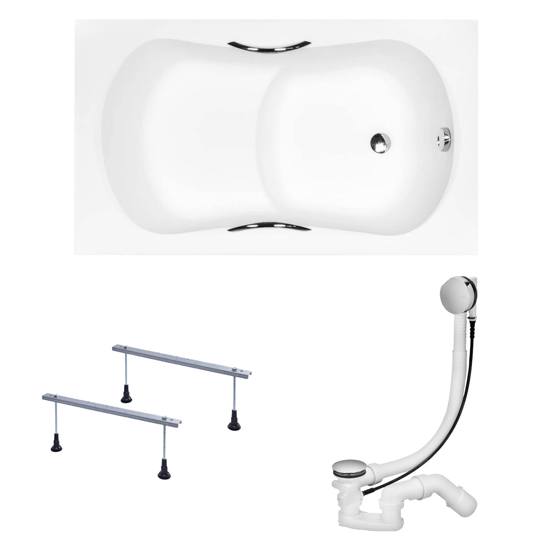 KOLMAN Badewanne ARIA REHAB Rechteck 120x70 ohne Verkleidung, Ablaufgarnitur und Füssen Komplettset