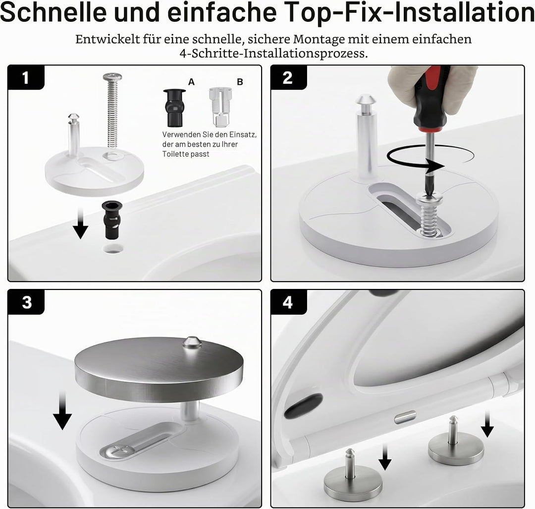 WC Sitz Absenkautomatik weiss oval Absenkautomatik Toilettensitz mit Schnellverschluss für einfache