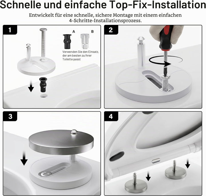 WC Sitz Absenkautomatik weiss oval Absenkautomatik Toilettensitz mit Schnellverschluss für einfache