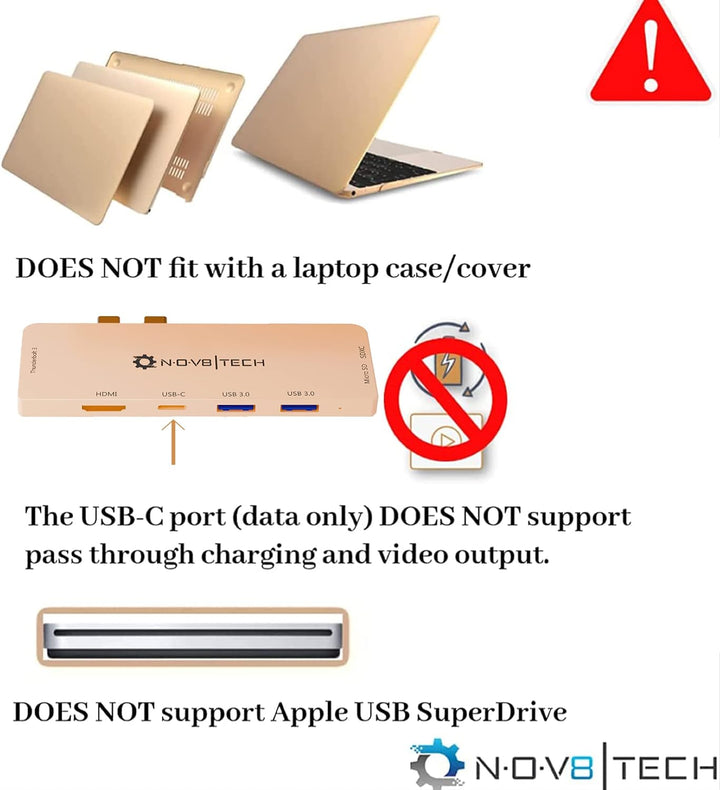 NOV8Tech USB C zu HDMI Adapter Schlanker 7-in-2-Dongle für Gold MacBook Air 2020 M1 2019/2018, Docki