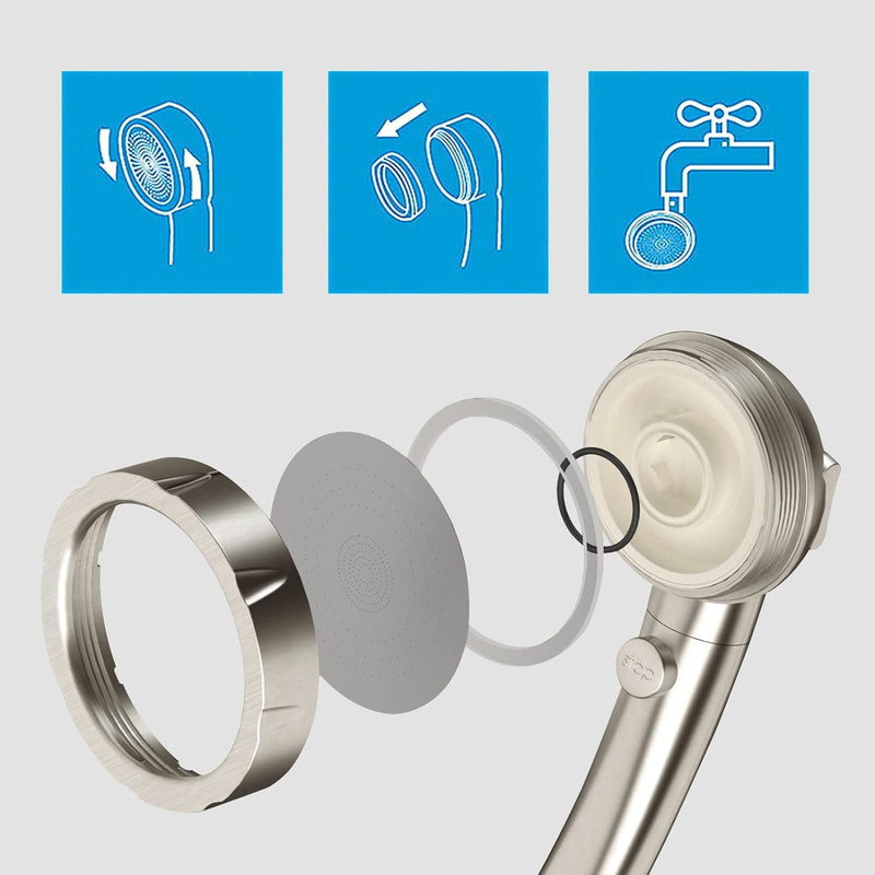 KAIYING Drill-Free Hochdruck-Handbrause mit ON/OFF-Pausenschalter 3 Sprühmodi Wassersparender Duschk