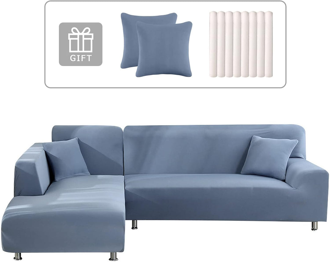 Lydevo Sofabezug Ecksofa L Form Sofa Überwürfe Stretch Sofabezug L Form Rechts oder Links mit Zwei K