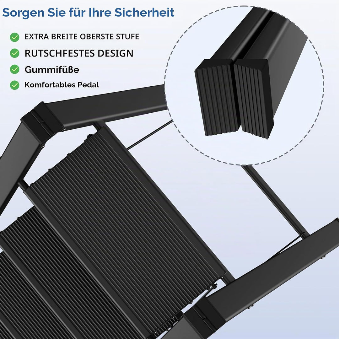 Klappleiter aus Aluminium Trittleiter 4-Stufen-Leiter rutschfeste Trittfläche tragbare Leiter für Zu