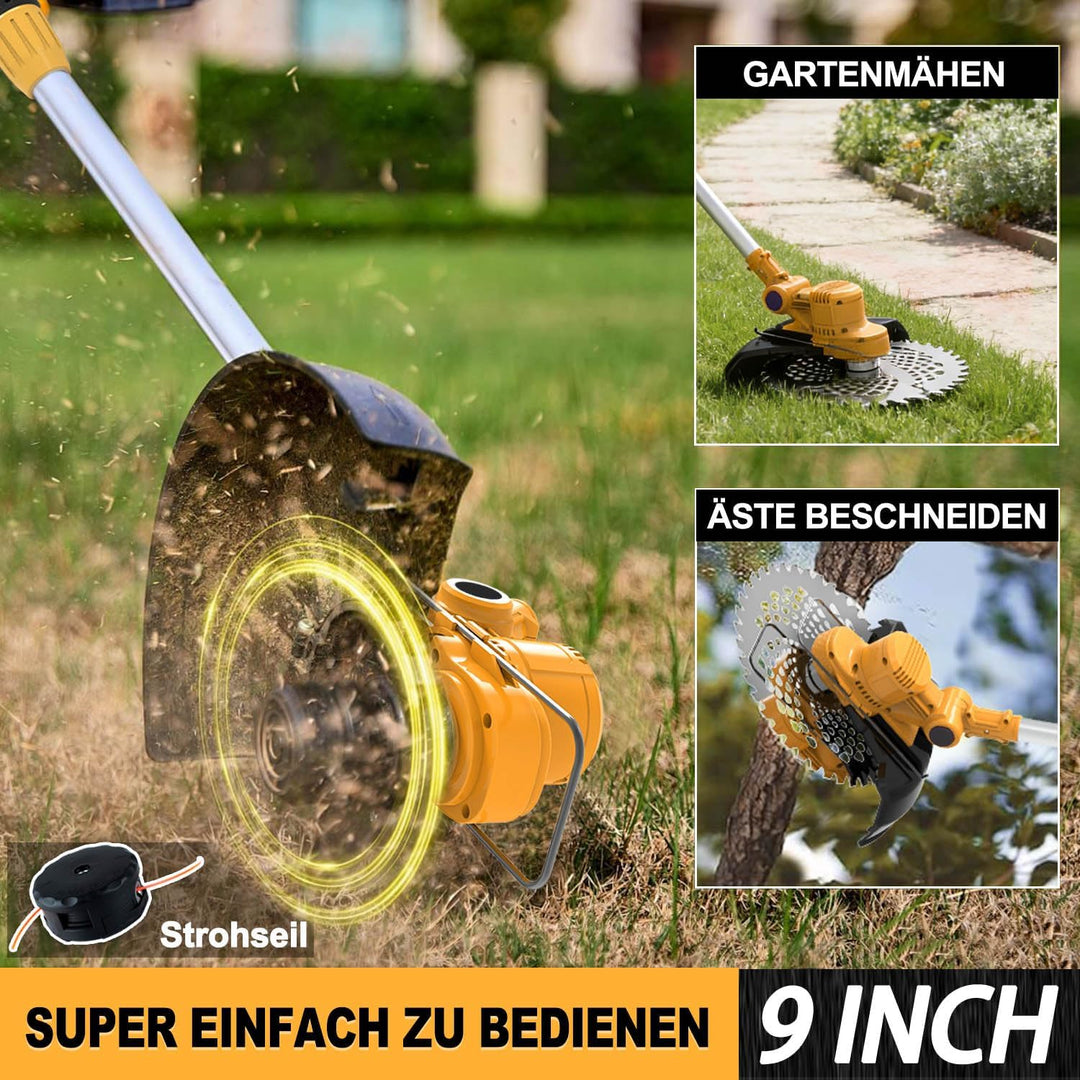 Rasentrimmer mit Akku für Makita-Akkus, 21V - 750W Motor -20000U/min, 4-in-1 Freischneider akku, 90°