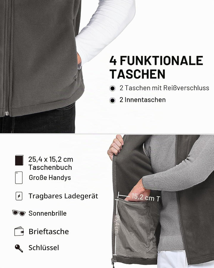 Outdoor Ventures Herren Fleece gefütterte Weste Leichte ärmellose Jacken für Herren Warme Arbeitswes