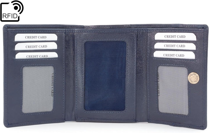 Catwalk Collection Handbags - Leder Geldbörse Damen Mittelgross - Geldbeutel mit Münzfach und 7 Kart