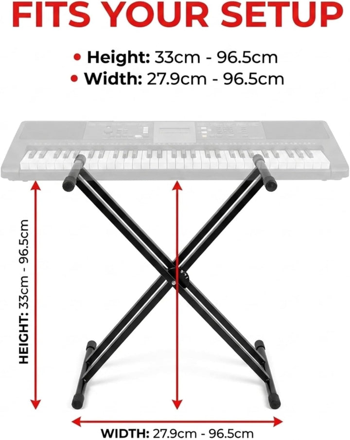 Rockjam Double Bracked Einstellbarer Tastaturständer mit Verriegelungsbändern Double Bracked