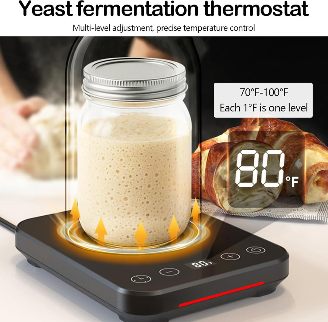 Sauerteig Glas Starter Set, Sauerteigstarterwärmer Thermostatwärmer Automatisches EIN- und Ausschalt