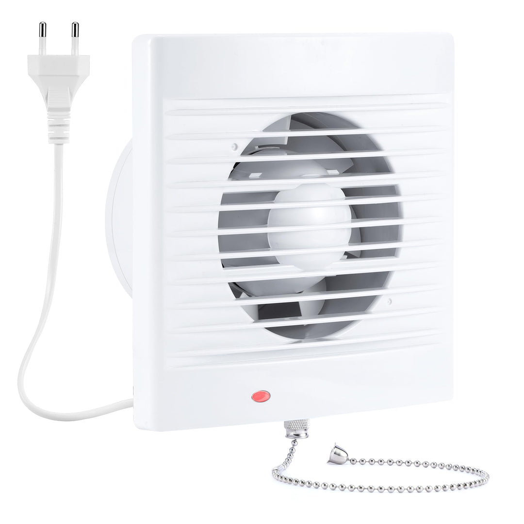 100mm Abluftventilator Badlüfter Lüfter Abluft Wandventilator mit Zugkettenschalter, Ruckstauklappe,