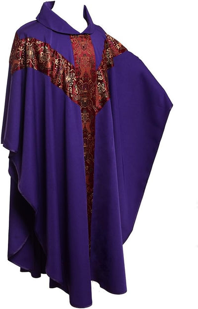 BLESSUME Priester Messgewand katholisch Stickerei Lila Kirche Vater Masse Robe Unisex, One Size Lila