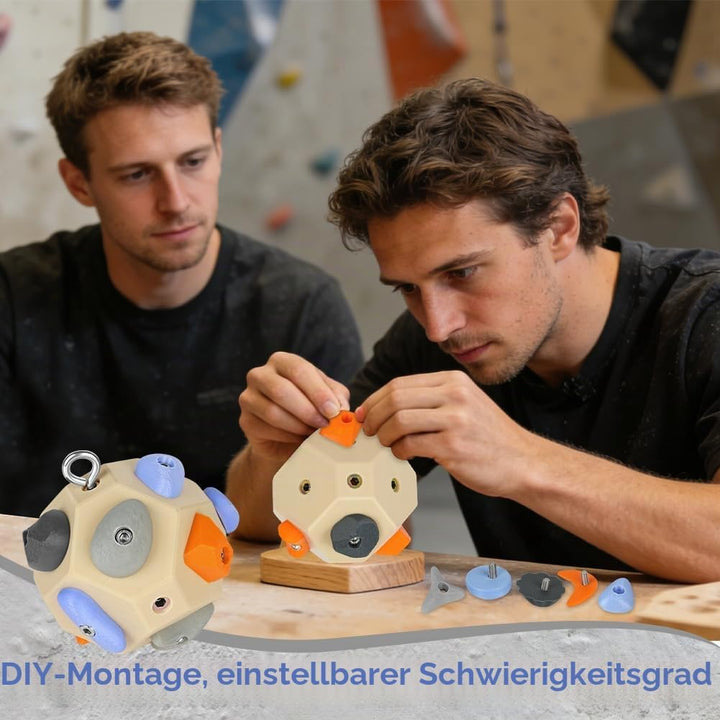 Handgefertigter 3D Boulder-Block mit 12 Harzhaltern, Tragbares Kletterball Fingergriff-Trainer Sport