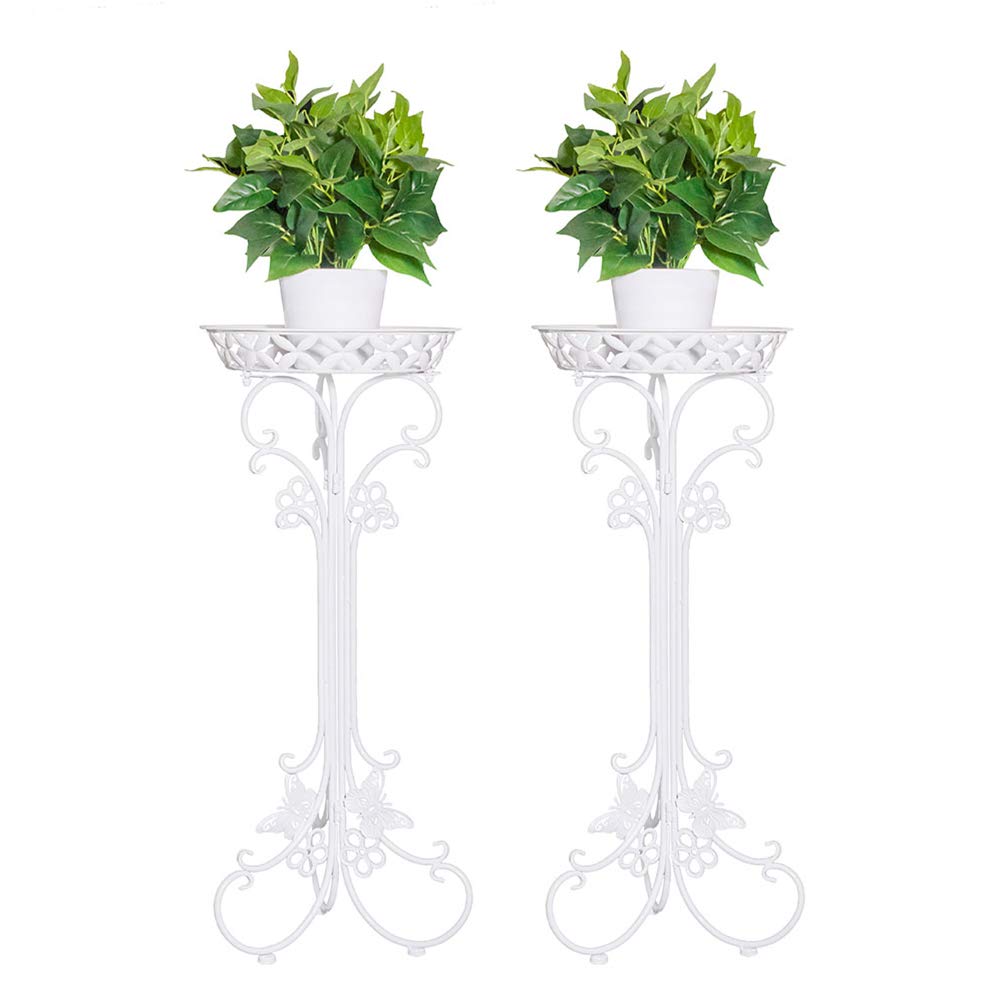 Blumenständer Schwarz,Pflanzenständer Weiss,blumenstand Metall, 2er Set - Pflanzenständer für Blumen