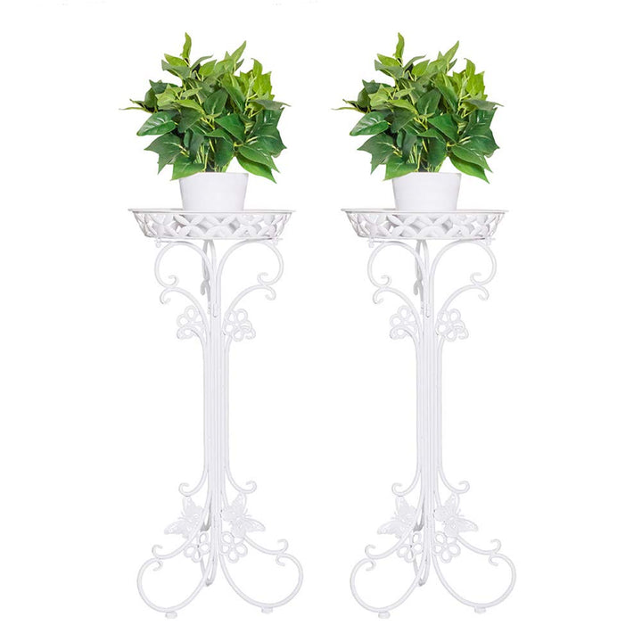 Blumenständer Schwarz,Pflanzenständer Weiss,blumenstand Metall, 2er Set - Pflanzenständer für Blumen