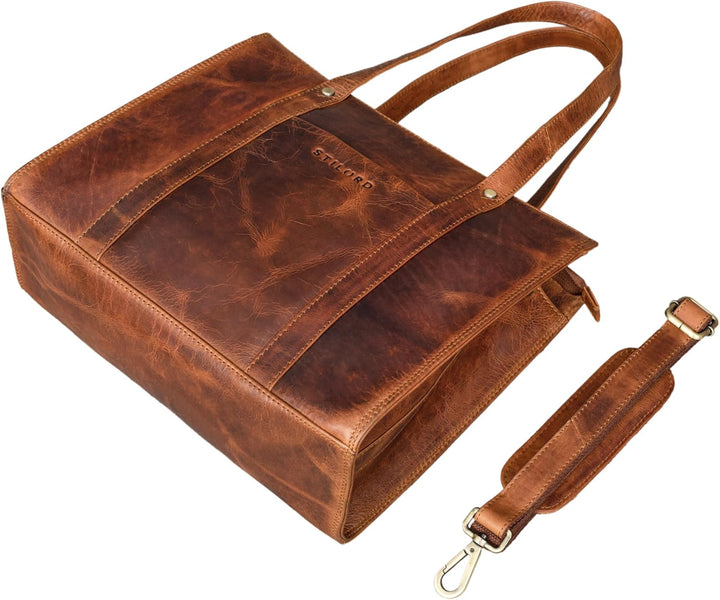 STILORD 'Ariana' Shopper Business Damen Leder Businesstasche Frauen Tote Bag Handtasche Arbeitstasch