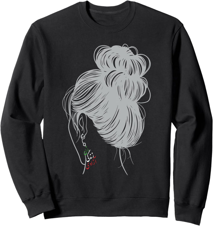 Iranische Flagge, Frauen, lose Haare, persische Kalligraphie, kein Hijab Sweatshirt