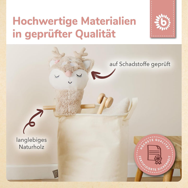 Bieco Steckenpferd Kinder Reh Ella | Hobby Horse Pferde | Steckenpferd Rollen | Steckentier Holz Pfe
