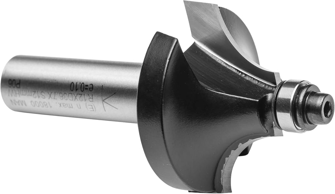 ENT 09898 Viertelstabfräser HW, Schaft (S) 12 mm, Durchmesser (D) 36,7 mm, NL 19 mm, R 12 mm, SL 40