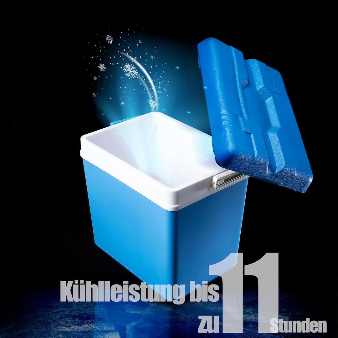 BigDean Kühlbox 24 Liter blau/weiss - Isolierbox mit bis zu 11 Std. Kühlung - Thermobox aus Kunststo