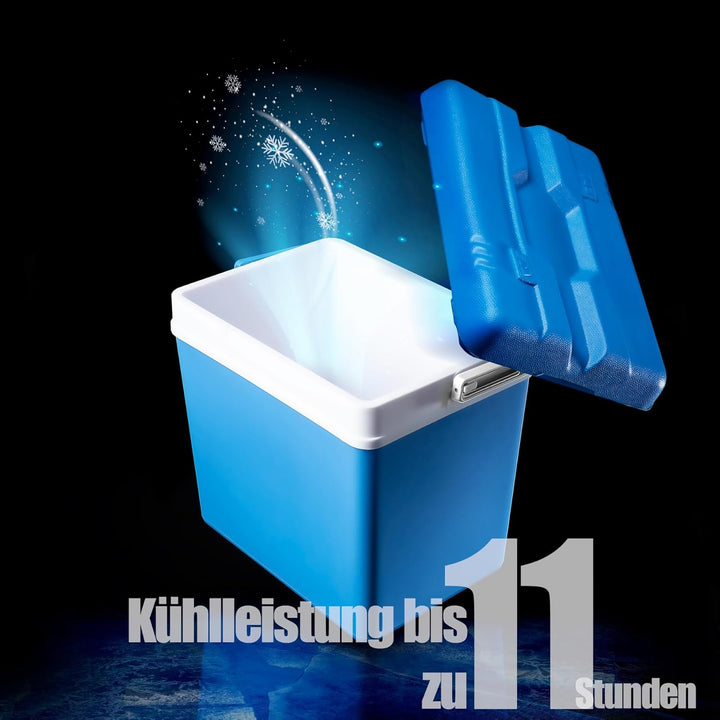 BigDean Kühlbox 24 Liter blau/weiss - Isolierbox mit bis zu 11 Std. Kühlung - Thermobox aus Kunststo