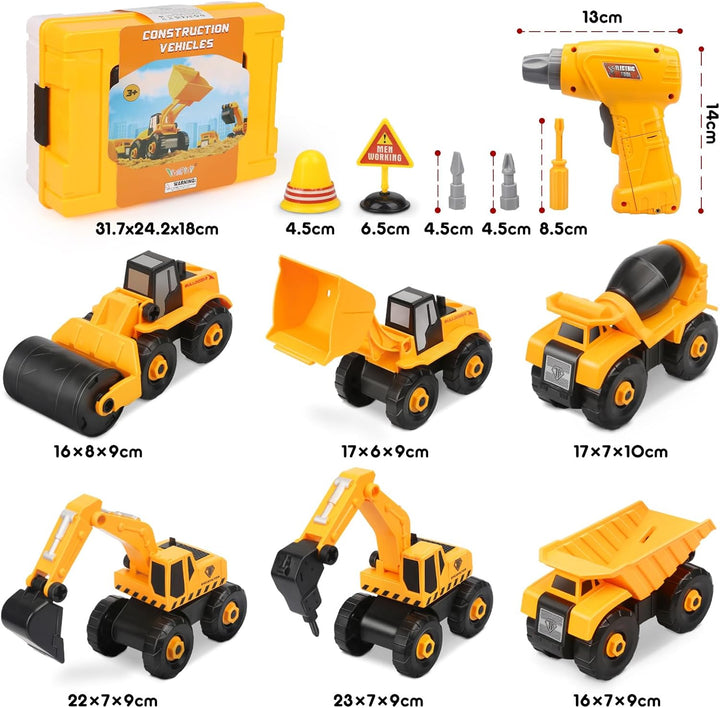 Dreamon Bagger Kinder Spielzeug, Baustellenfahrzeuge Kinder mit Elektro-Drill, Traktor, Sandkasten B
