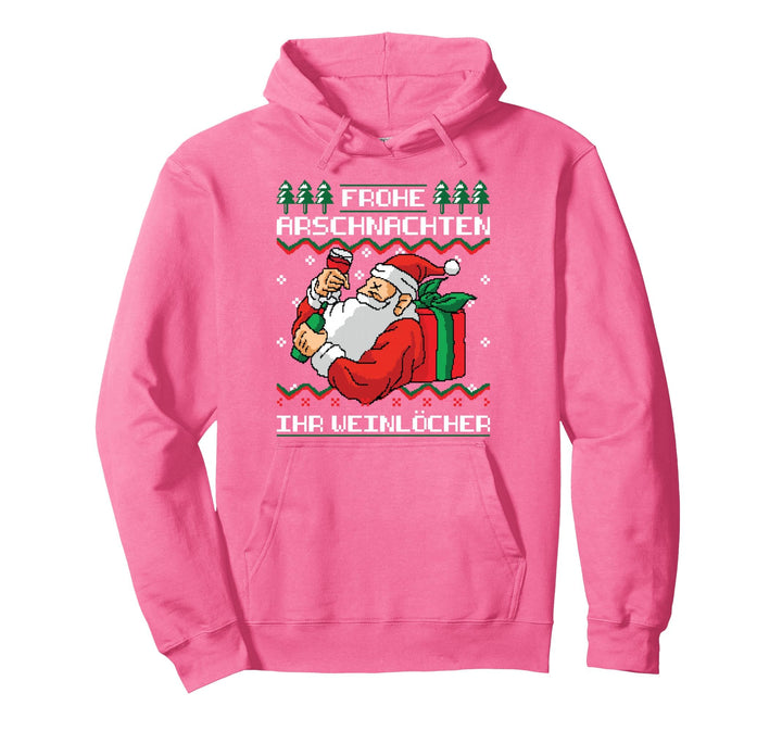 Frohe Arschnachten Ihr Weinlöcher Rotwein Wein Trinken Santa Pullover Hoodie